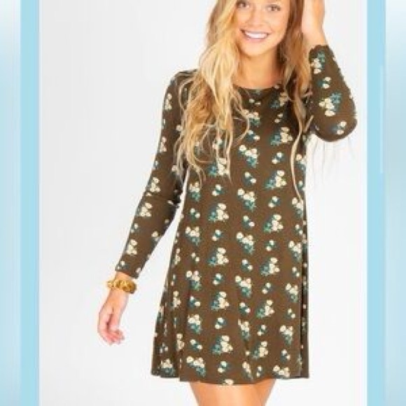 NATURAL LIFE Dresses & Skirts - Natural Life NWT brown floral All Day long sleeve stretchy tunic dress sz M